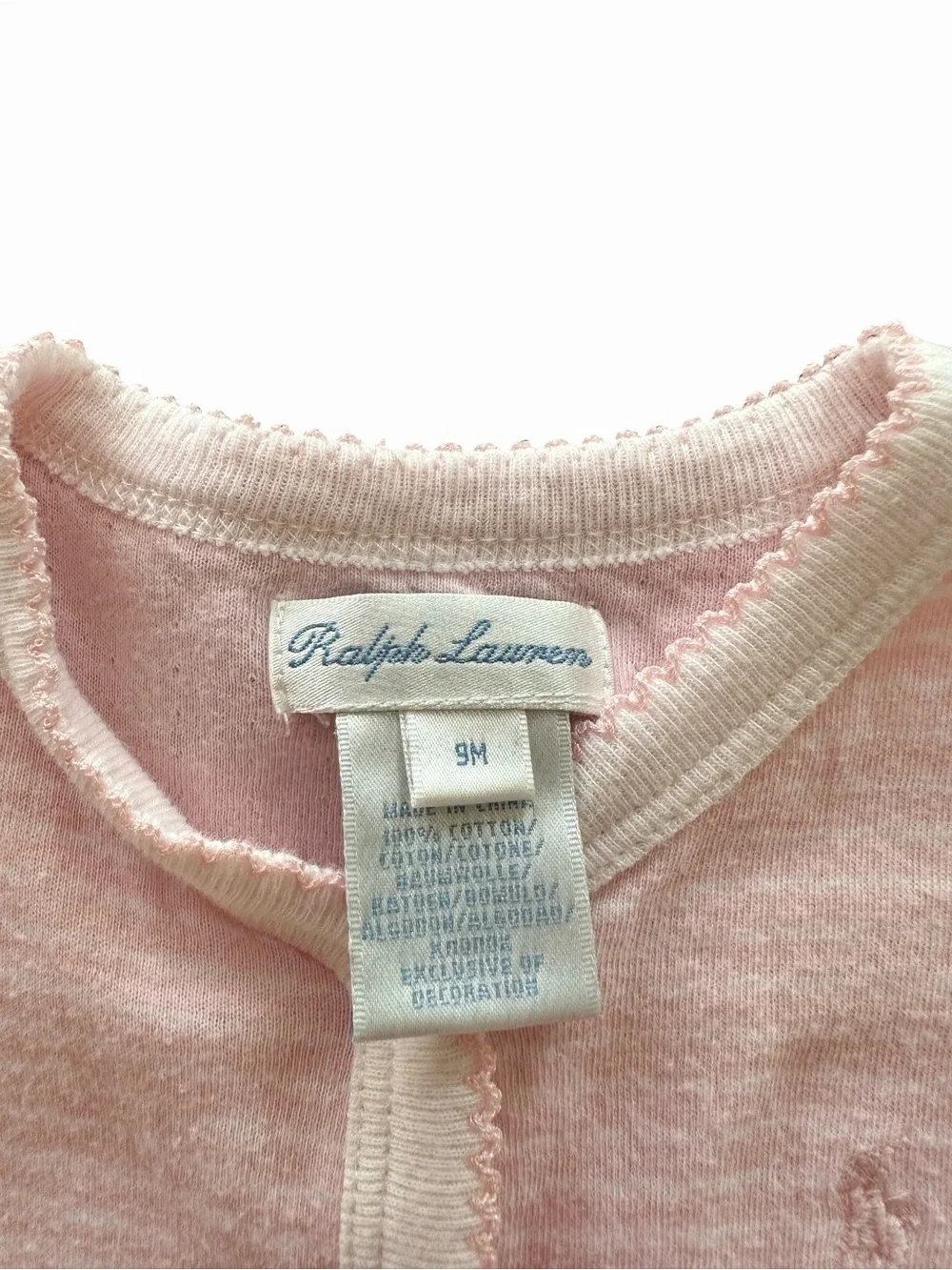 Ralph Lauren Pink Stripe Cotton Snap Front Dress & Bloomer Set 9M